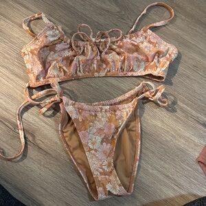 Floral Bikini Set in Peach and White